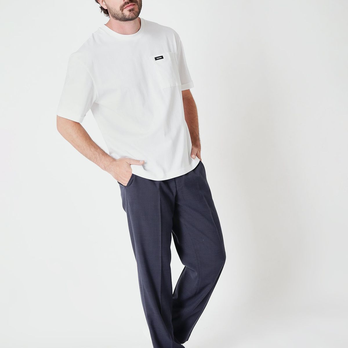 CALVIN KLEIN - Polera Comfort Pocket  Blanco Calvin Klein