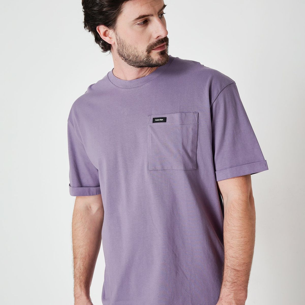 CALVIN KLEIN - Polera Comfort Pocket  Morado Calvin Klein