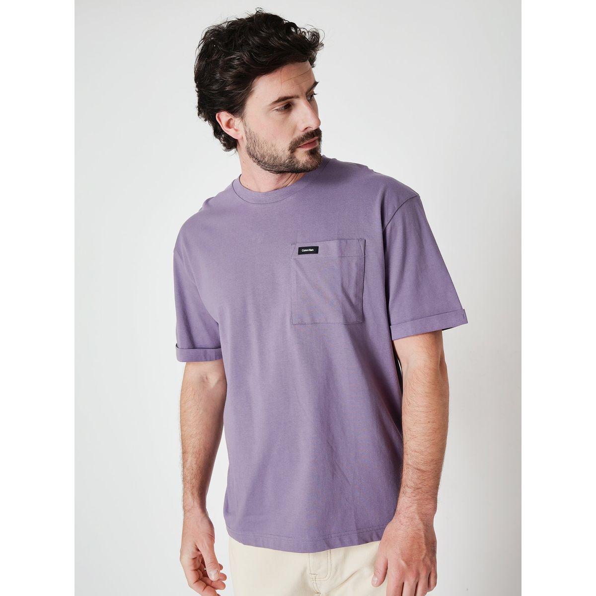 CALVIN KLEIN - Polera Comfort Pocket  Morado Calvin Klein