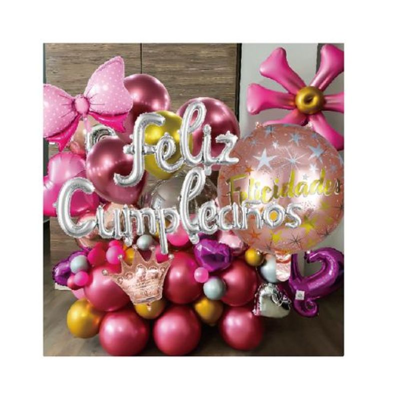 GENERICO - Pack Globos Muchos Diseños Color Rosa Violeta Gris Latex