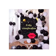 GENERICO - Traje Globos Color Blanco Negro Latex