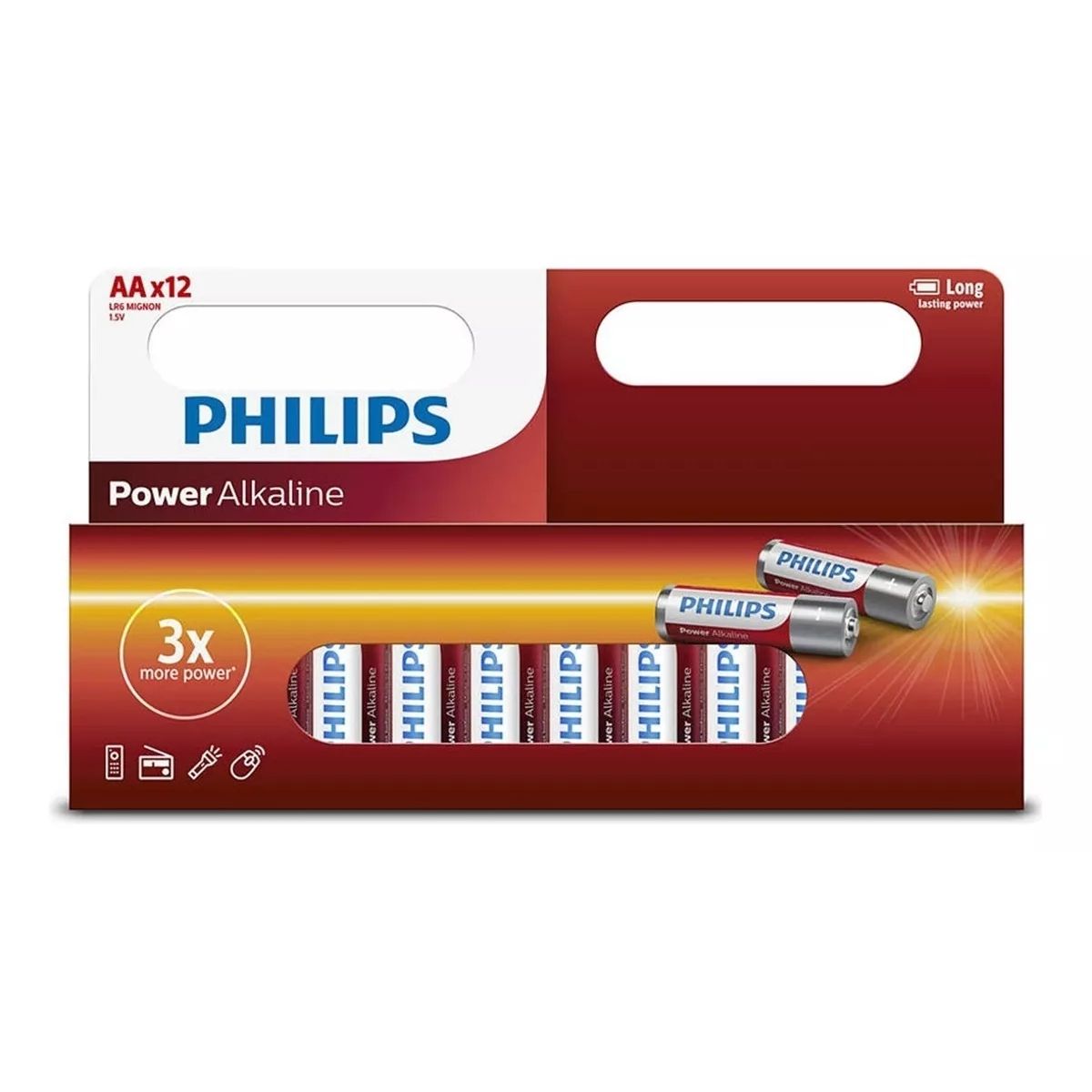 PHILIPS - Pack 12 Pilas Alcalina AA Philips