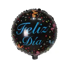 GENERICO - Globos Color Negro Dibujo Feliz Dia 45X45 Cm