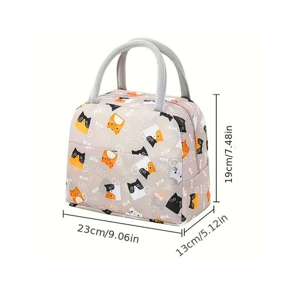 GENERICO - Lonchera Térmica Beige Diseño Gatitos Almuerzo Trabajo Escolar
