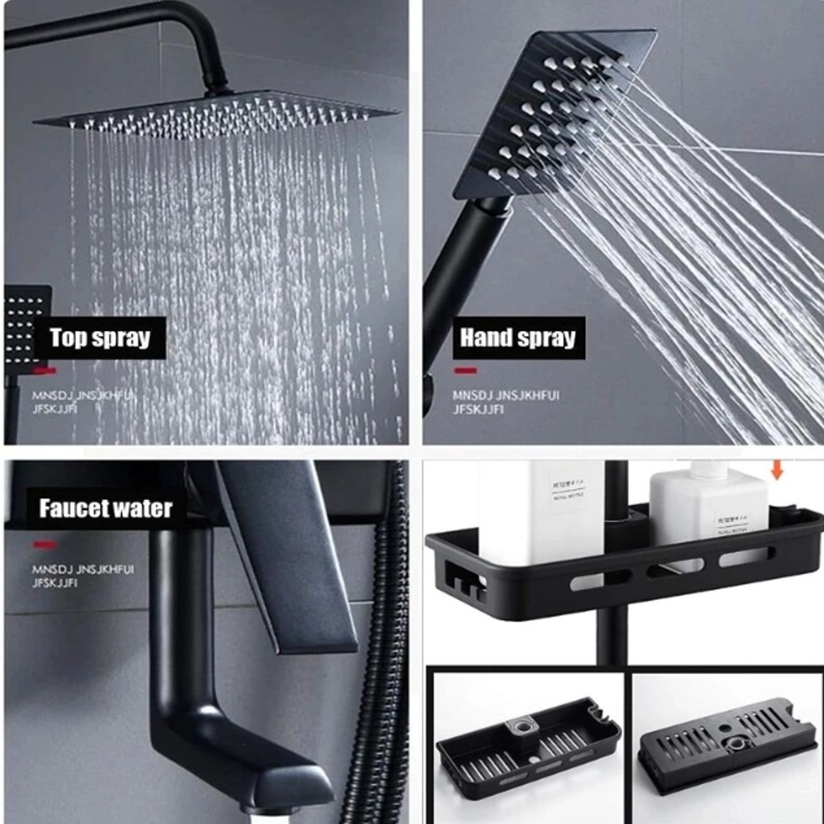 GENERICO - Columna De Ducha De 3 Salidas de agua cuadrado