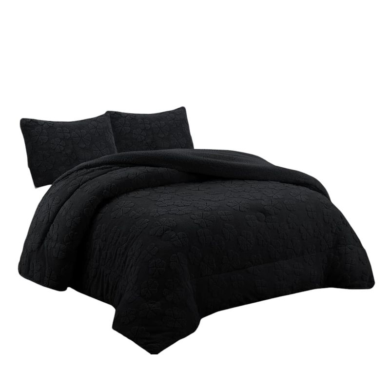 ANGELES DEL HOGAR - COBERTOR TEXTURIZADO CON CHIPORRO CAMA 2 PLAZAS NEGRO