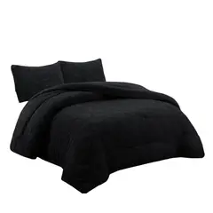 ANGELES DEL HOGAR - COBERTOR TEXTURIZADO CON CHIPORRO CAMA 2 PLAZAS NEGRO