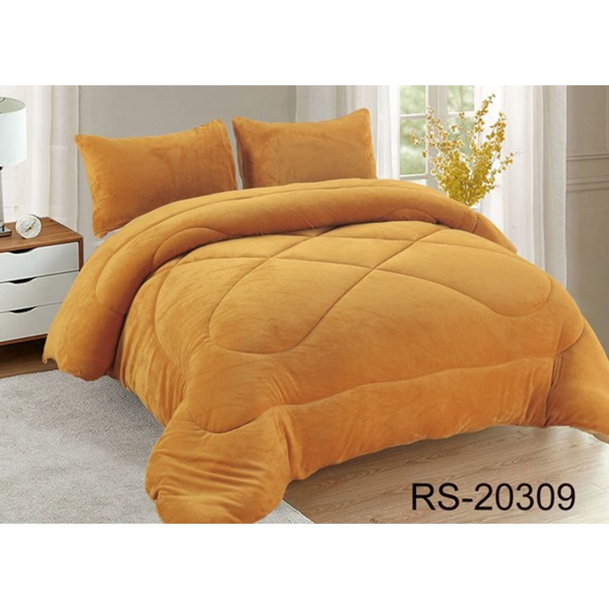 GENERICO - Cobertor de invierno Plush con Chiporro 2 Plazas - Mostaza