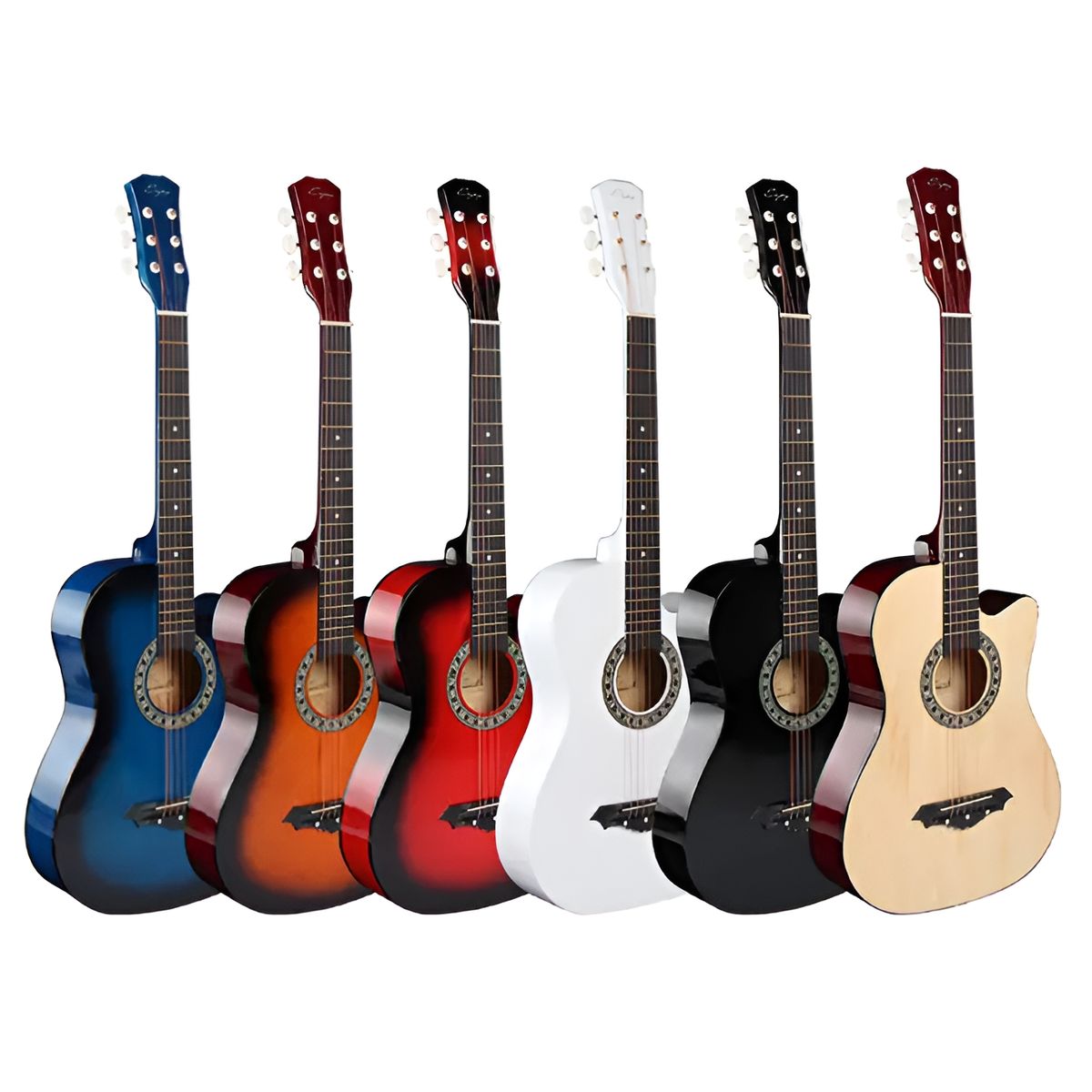 GENERICO - Guitarra Acústica Cutaway Enjoy 38” BLANCO Con Funda