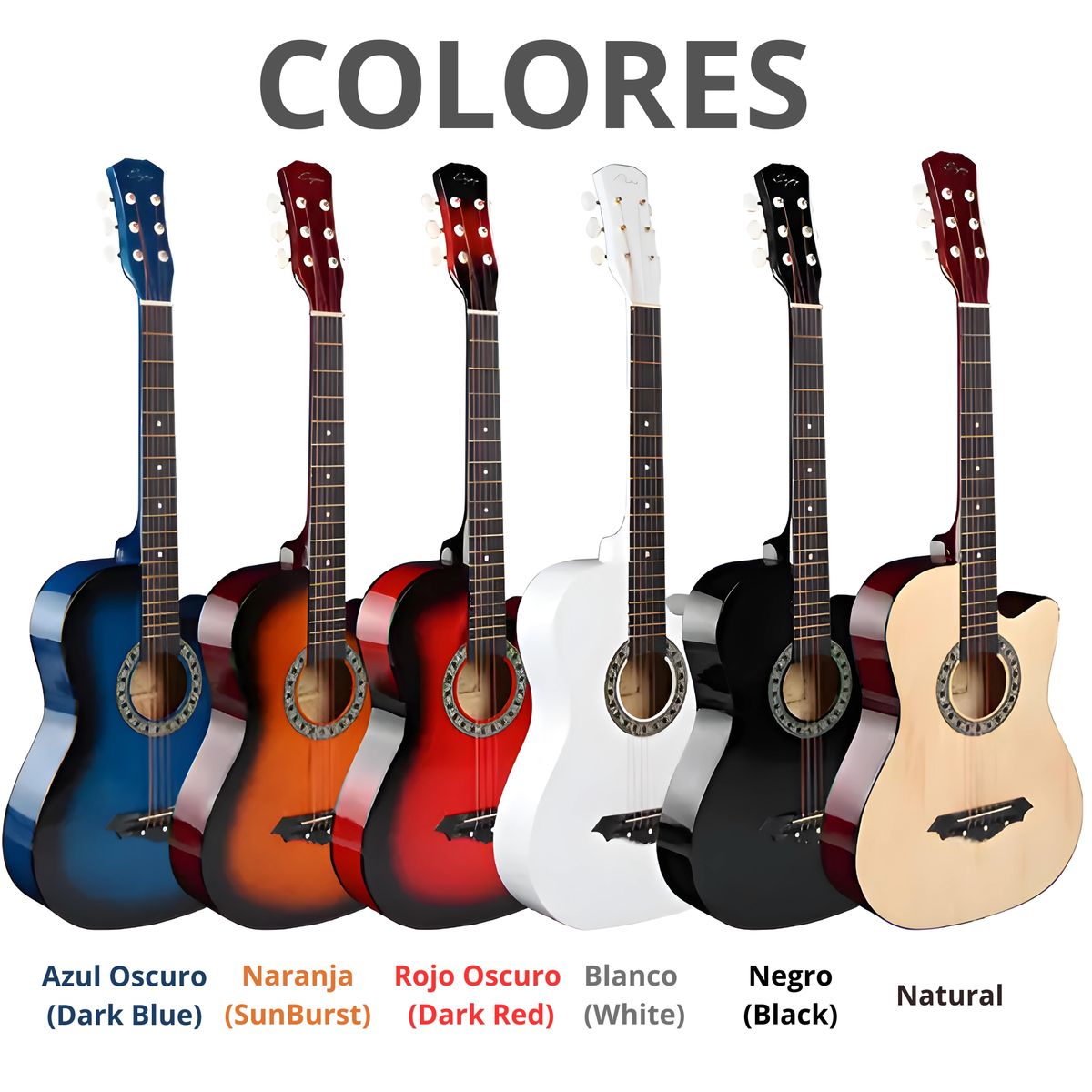 GENERICO - Guitarra Acústica Cutaway Enjoy 38” BLANCO Con Funda