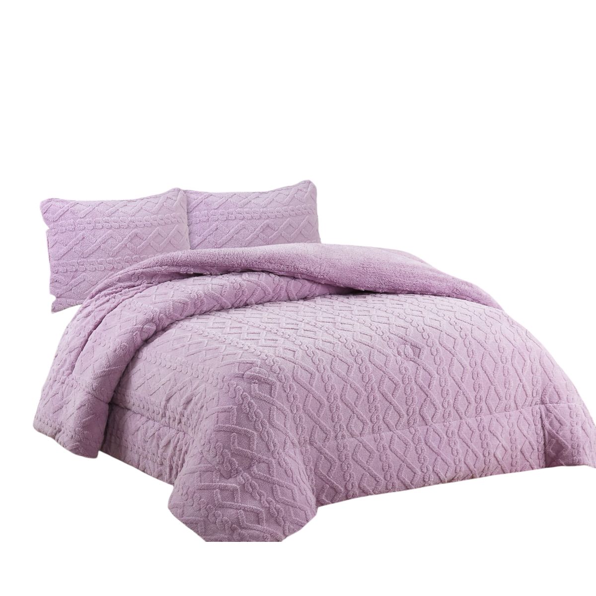 ANGELES DEL HOGAR - COBERTOR INVIERNO TEXTURIZADO CON CHIPORRO 2 PLAZAS MORADO