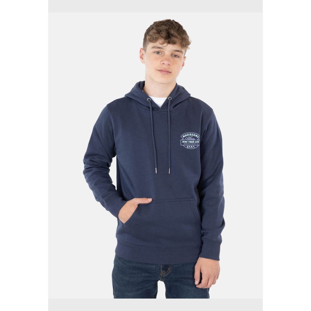 MAUI AND SONS - Poleron Ride You Life 1980 Hoodies Infantil Azul Maui And Sons