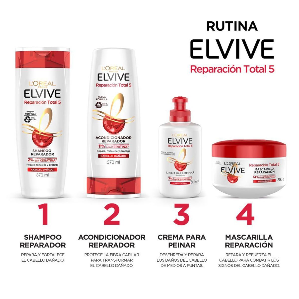 ELVIVE - Pack Reparación Total 5 Cabello Dañado Elvive