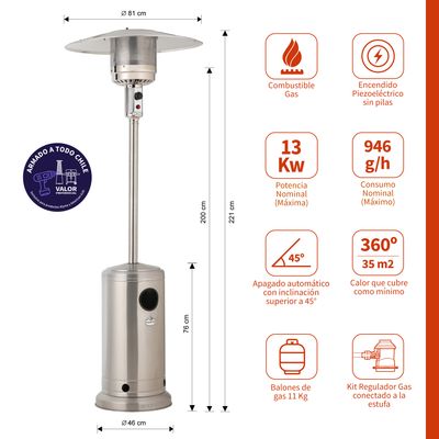 Imagen 2 del producto Estufa a Gas Exterior Terraza SETAX Inox