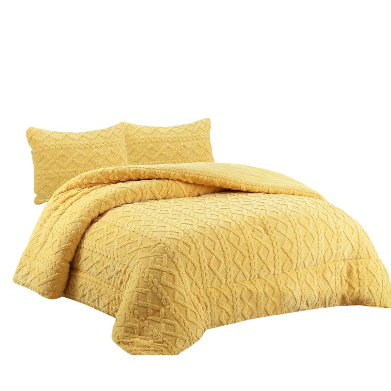 ANGELES DEL HOGAR - COBERTOR INVIERNO TEXTURIZADO CON CHIPORRO 2 PLAZAS AMARILLO
