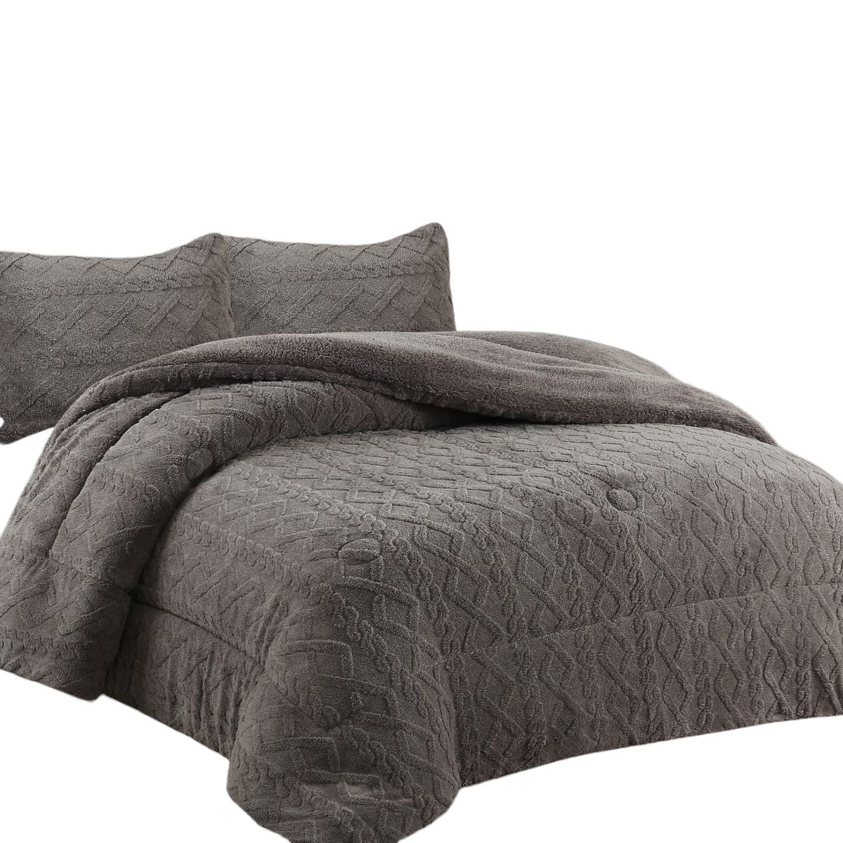 ANGELES DEL HOGAR - COBERTOR INVIERNO TEXTURIZADO CON CHIPORRO 2 PLAZAS PLOMO