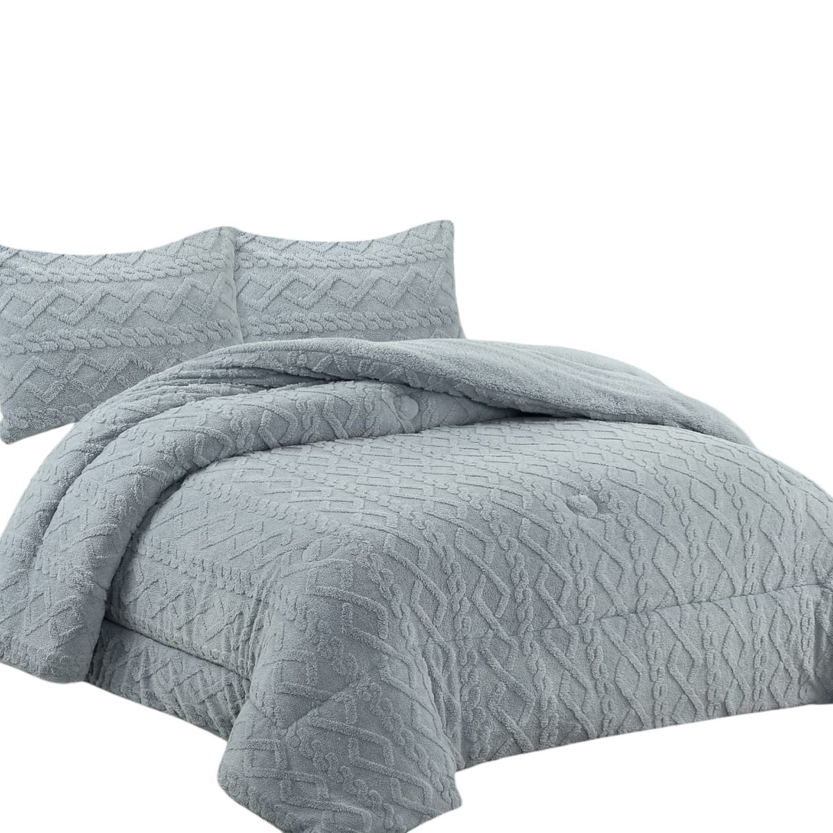ANGELES DEL HOGAR - COBERTOR INVIERNO TEXTURIZADO CON CHIPORRO 2 PLAZAS GRIS