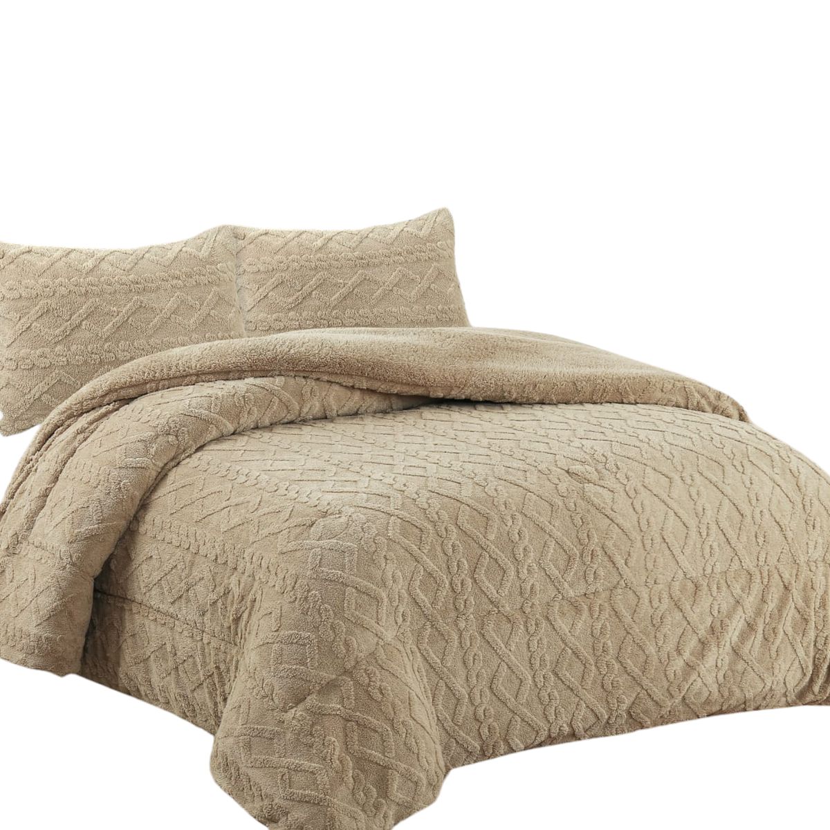 ANGELES DEL HOGAR - COBERTOR INVIERNO TEXTURIZADO CON CHIPORRO 2 PLAZAS BEIGE