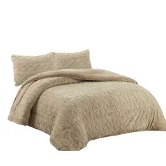ANGELES DEL HOGAR - COBERTOR INVIERNO TEXTURIZADO CON CHIPORRO 2 PLAZAS BEIGE
