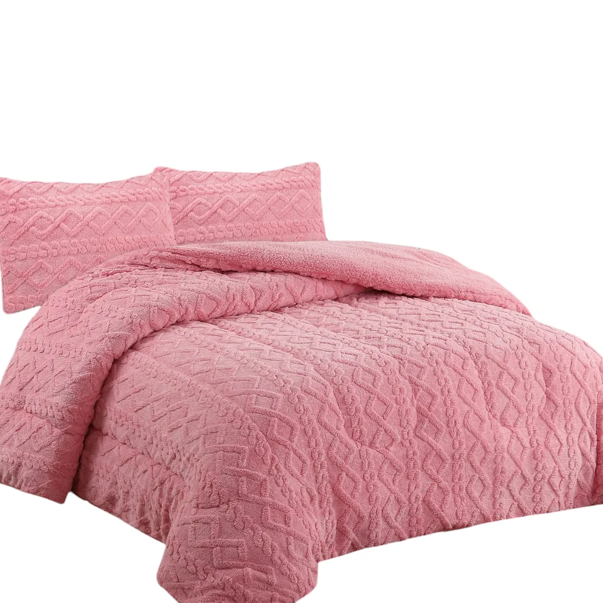 ANGELES DEL HOGAR - COBERTOR INVIERNO TEXTURIZADO CON CHIPORRO 2 PLAZAS ROSA