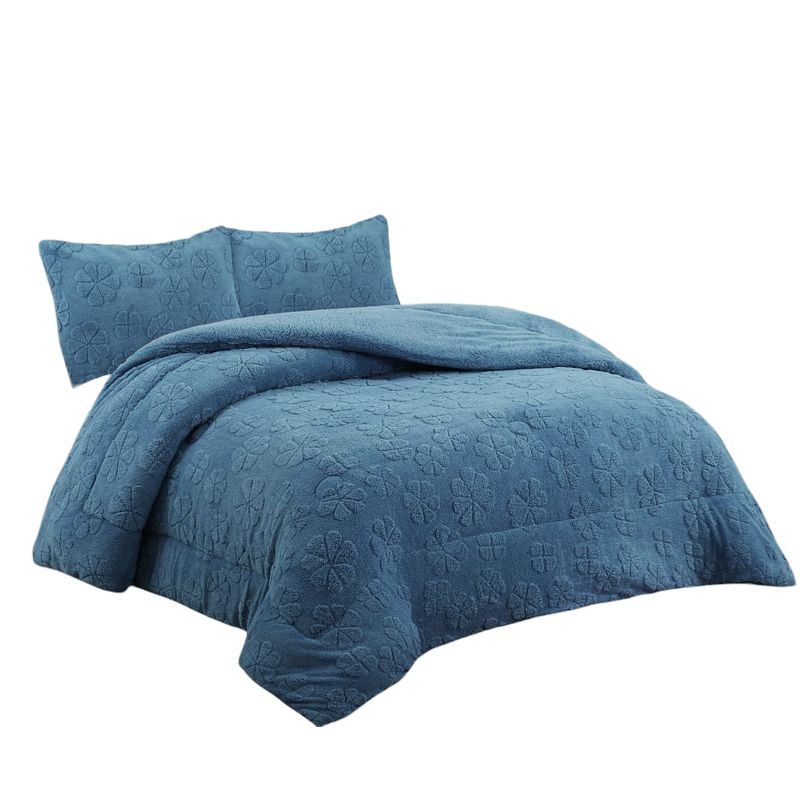 ANGELES DEL HOGAR - COBERTOR TEXTURIZADO CON CHIPORRO CAMA 2 PLAZAS AZUL