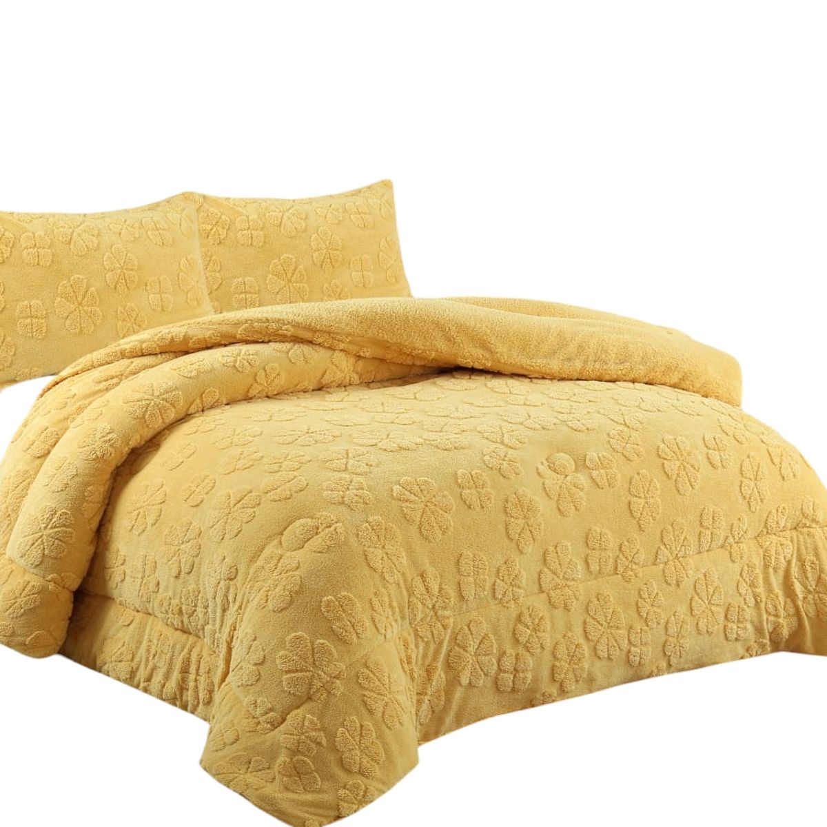 ANGELES DEL HOGAR - COBERTOR TEXTURIZADO CON CHIPORRO CAMA 2 PLAZAS AMARILLO