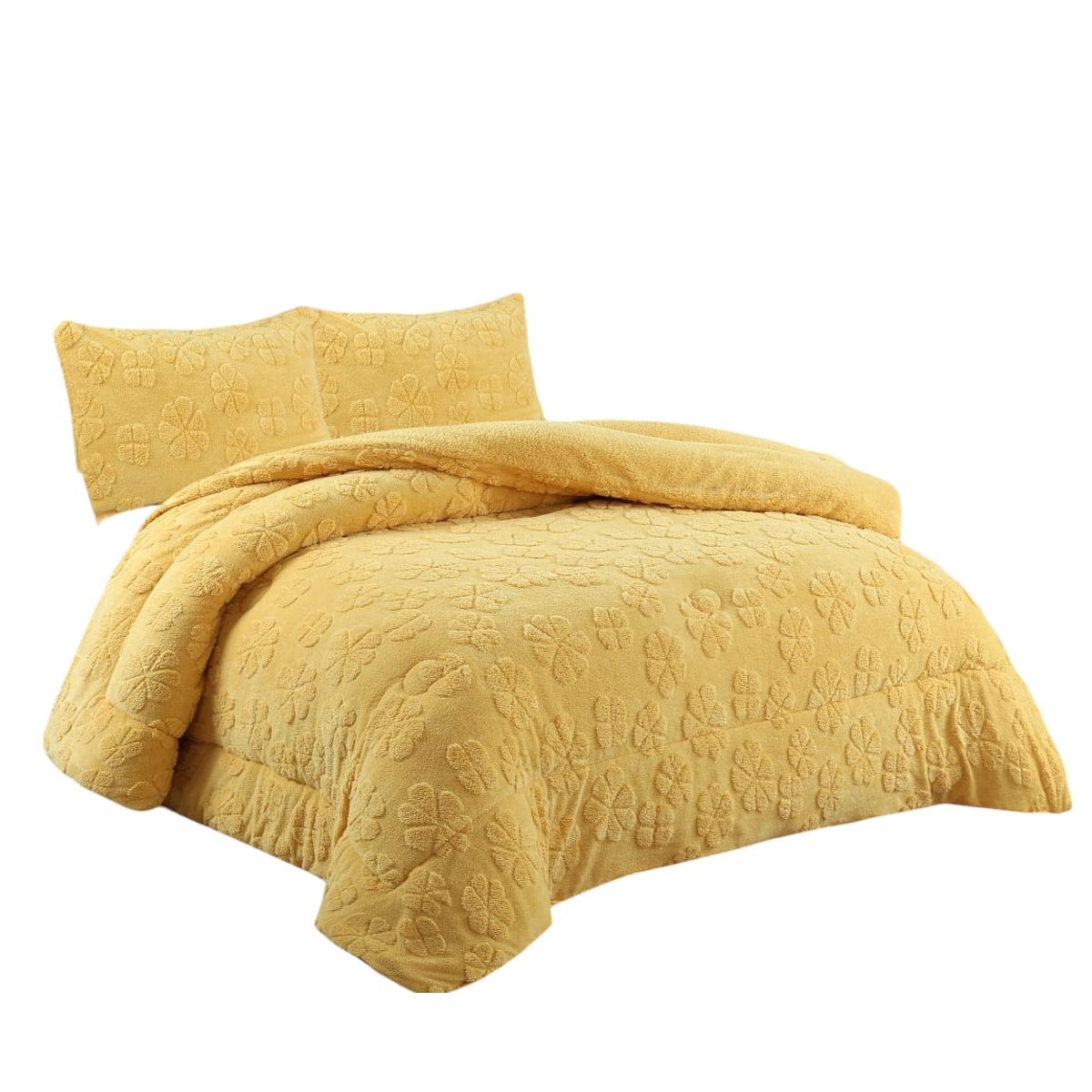 ANGELES DEL HOGAR - COBERTOR TEXTURIZADO CON CHIPORRO CAMA 2 PLAZAS AMARILLO