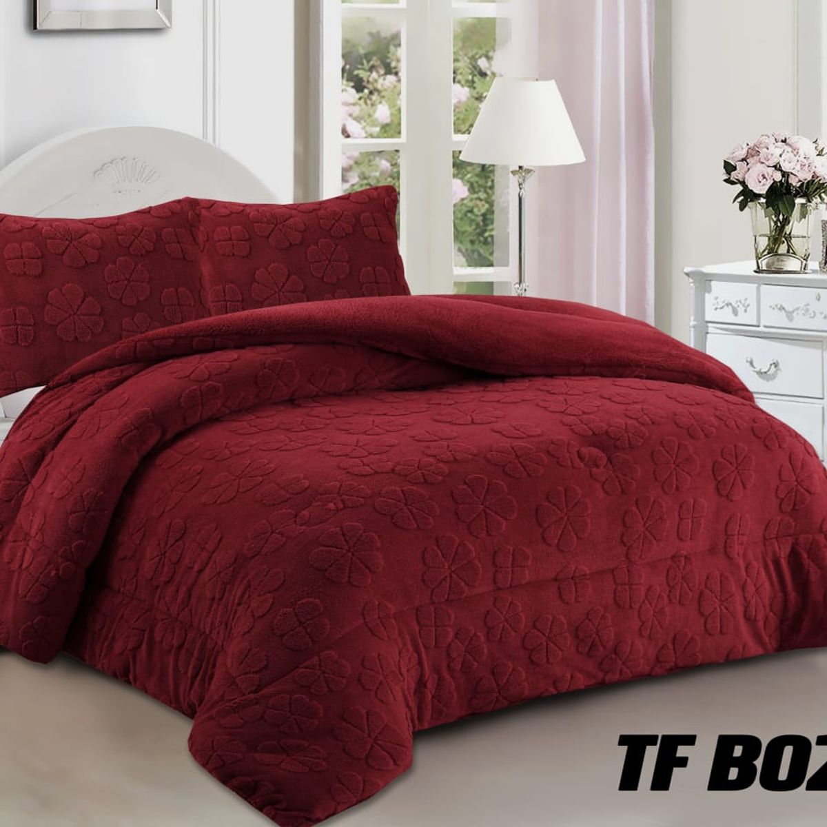 ANGELES DEL HOGAR - COBERTOR TEXTURIZADO CON CHIPORRO CAMA 2 PLAZAS BURDEO