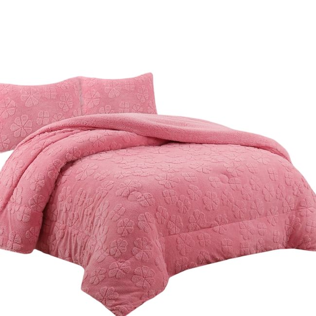 ANGELES DEL HOGAR - COBERTOR TEXTURIZADO CON CHIPORRO CAMA 2 PLAZAS ROSA