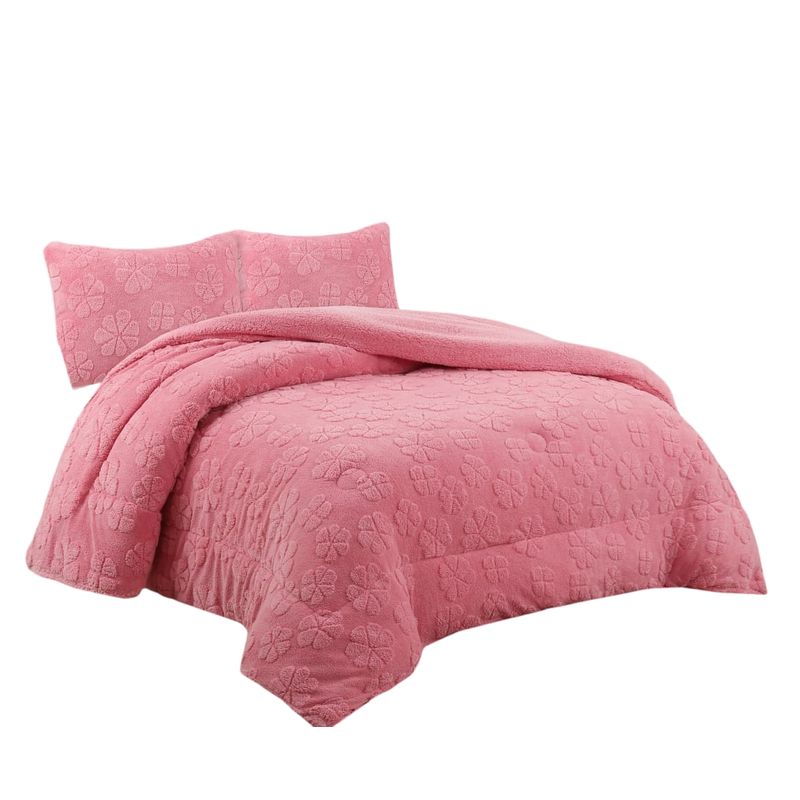 ANGELES DEL HOGAR - COBERTOR TEXTURIZADO CON CHIPORRO CAMA 2 PLAZAS ROSA