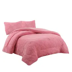 ANGELES DEL HOGAR - COBERTOR TEXTURIZADO CON CHIPORRO CAMA 2 PLAZAS ROSA