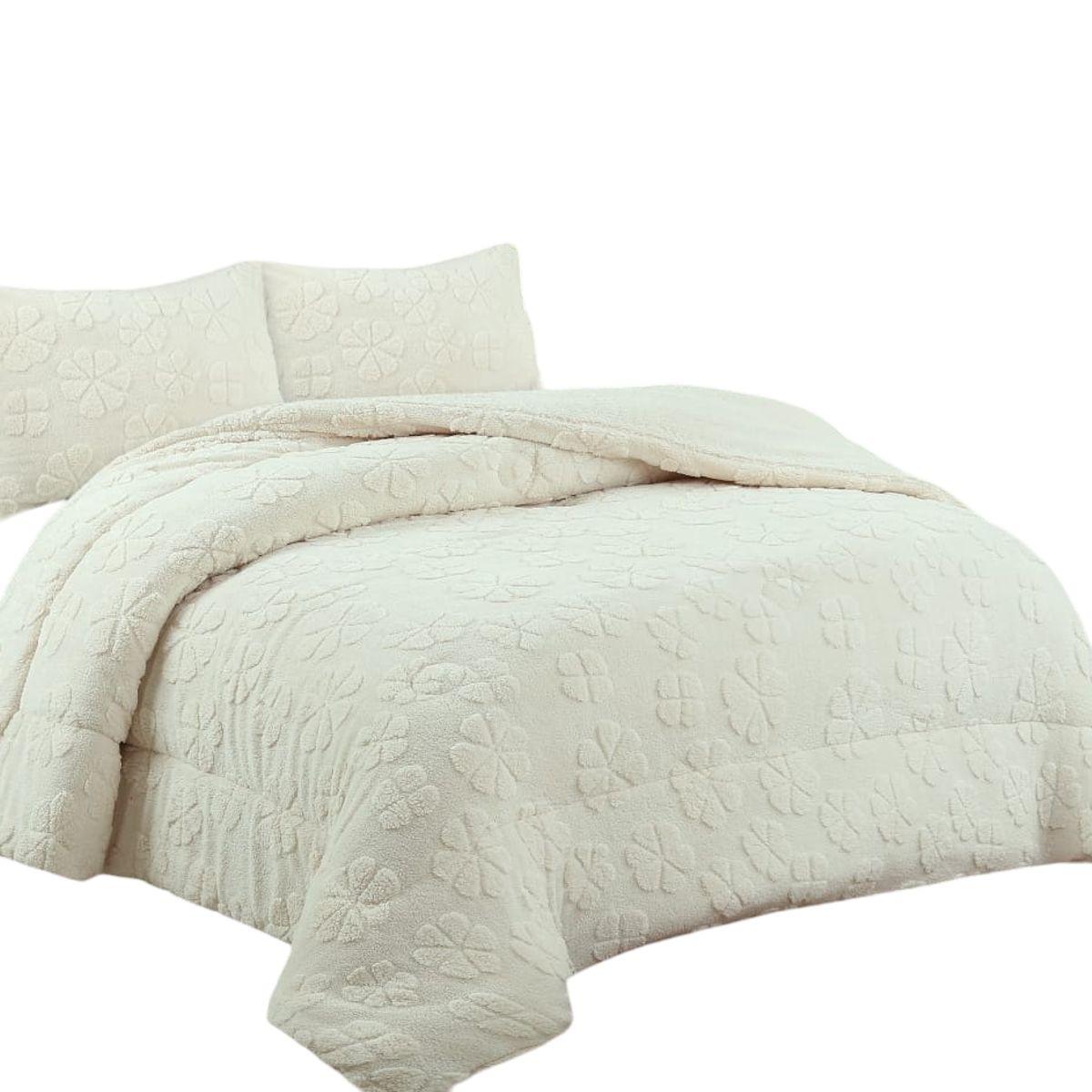 ANGELES DEL HOGAR - COBERTOR TEXTURIZADO CON CHIPORRO CAMA 2 PLAZAS BLANCO