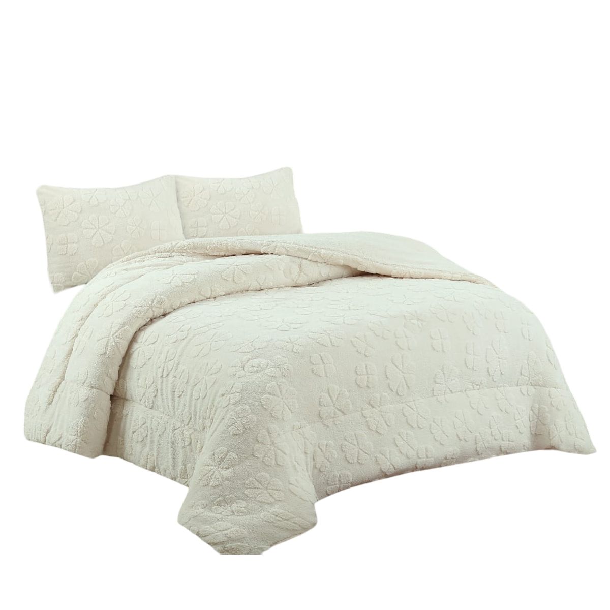 ANGELES DEL HOGAR - COBERTOR TEXTURIZADO CON CHIPORRO CAMA 2 PLAZAS BLANCO