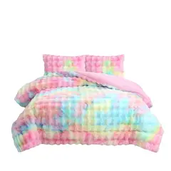 ANGELES DEL HOGAR - COBERTOR PELUDO DE FELPA CON CHIPORRO 2 PLAZAS MULTICOLOR