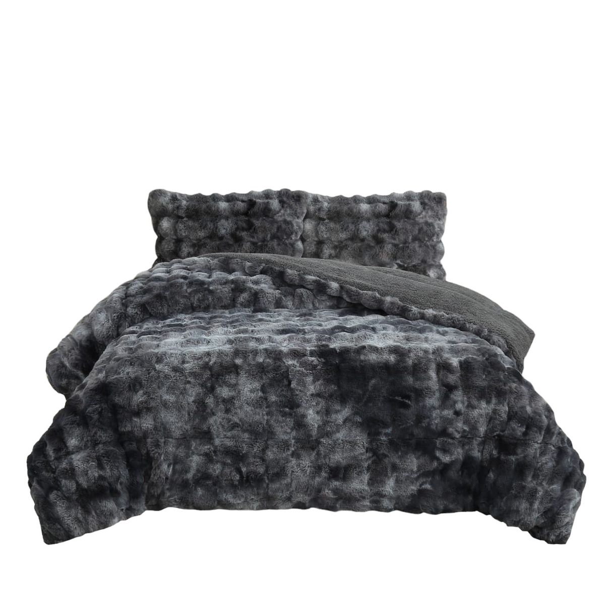ANGELES DEL HOGAR - COBERTOR PELUDO DE FELPA CON CHIPORRO 2 PLAZAS NEGRO JASP
