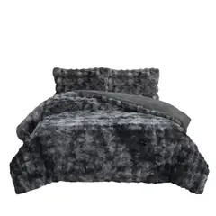 ANGELES DEL HOGAR - COBERTOR PELUDO DE FELPA CON CHIPORRO 2 PLAZAS NEGRO JASP