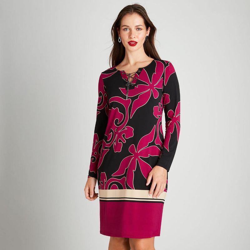 LORENZO DI PONTTI - Vestido Manga Larga Estampado Morado LORENZO DI PONTTI