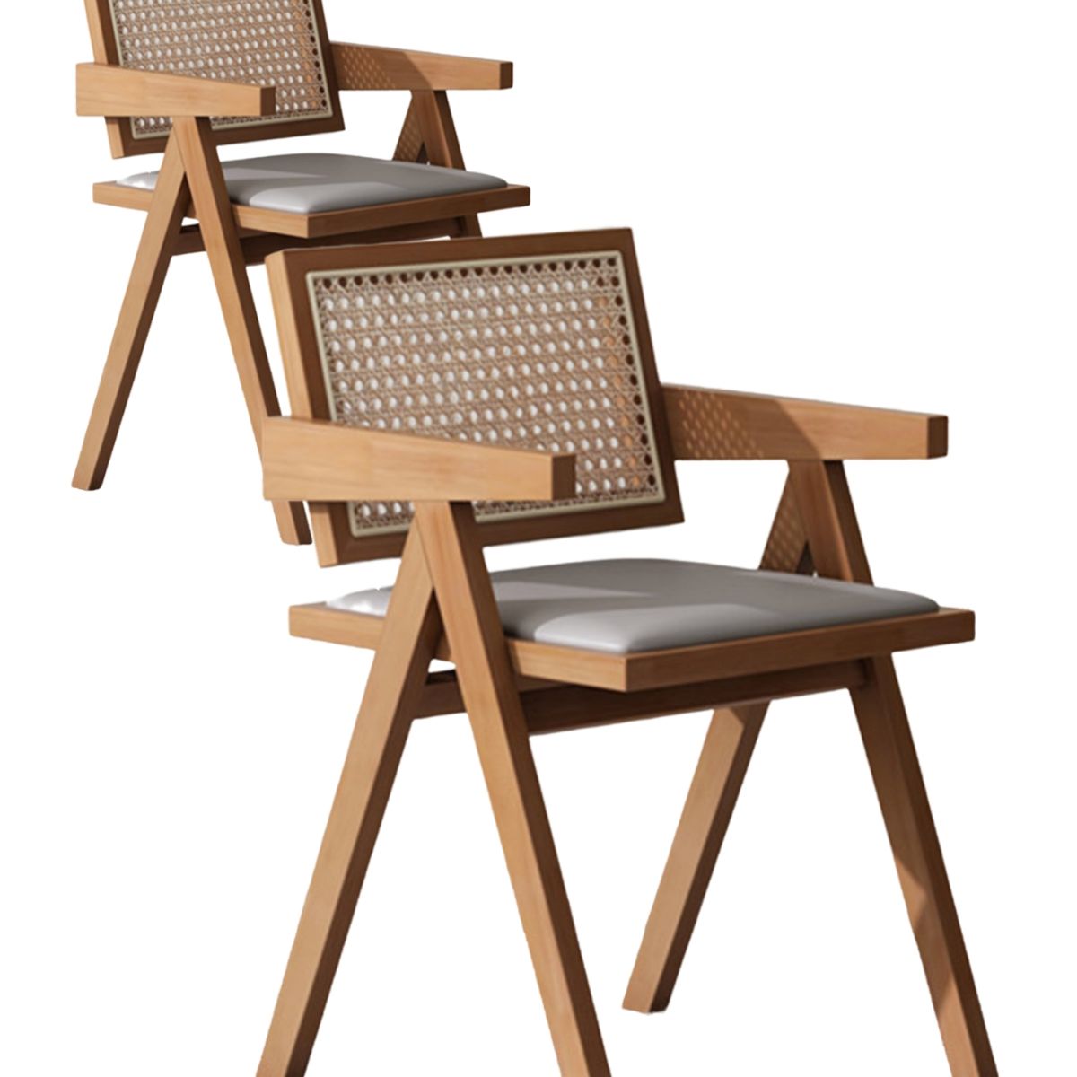 HOMER DESIGN - Silla De Comedor Set 2 Uni Madera Nactural Respaldo Tejido