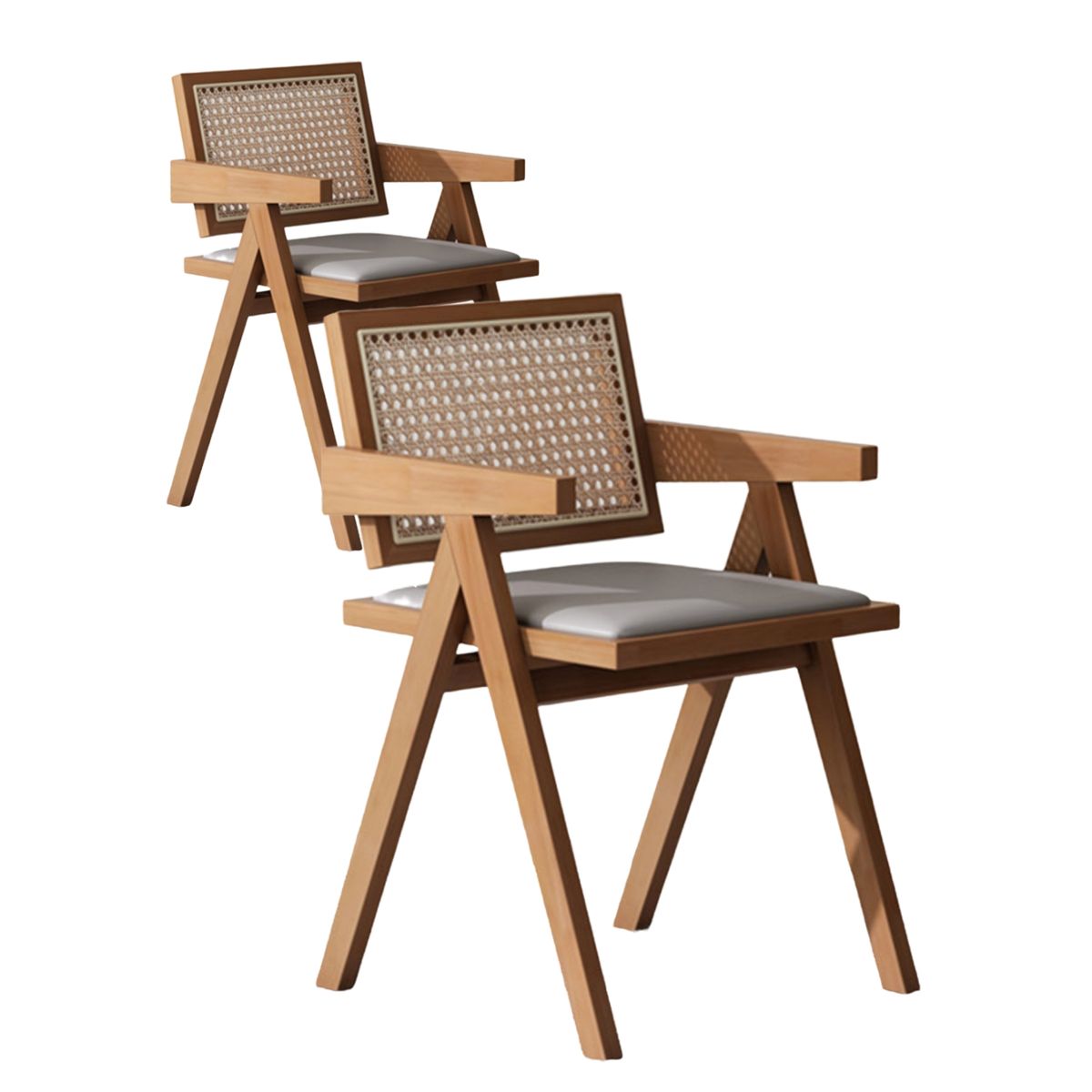 HOMER DESIGN - Silla De Comedor Set 2 Uni Madera Nactural Respaldo Tejido