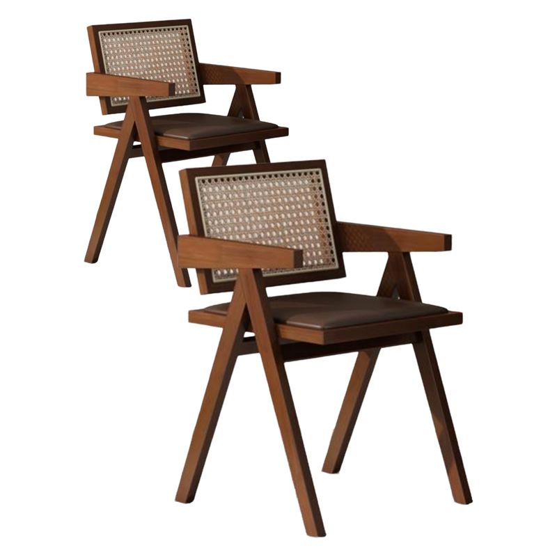 HOMER DESIGN - Silla De Comedor Set 2 Uni Madera Nactural Respaldo Tejido