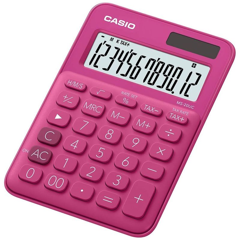 CASIO - Calculadora Portatil Con Panel Solar 12 Digitos MS-20UC-RD