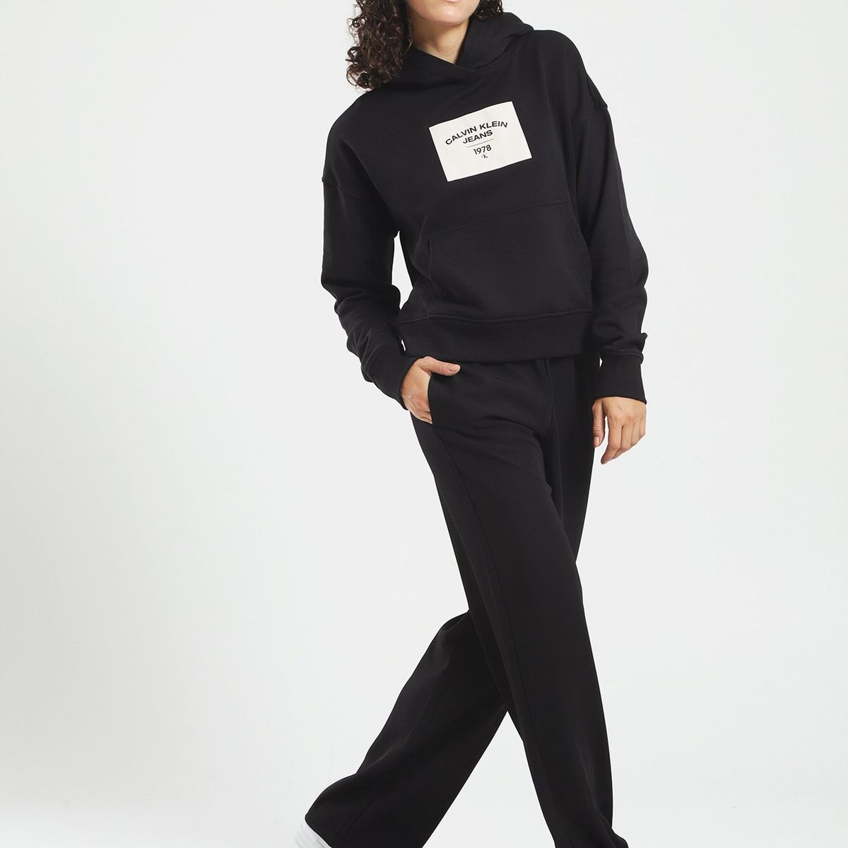 CALVIN KLEIN - Polerón con Gorro Canvas  Negro Calvin Klein