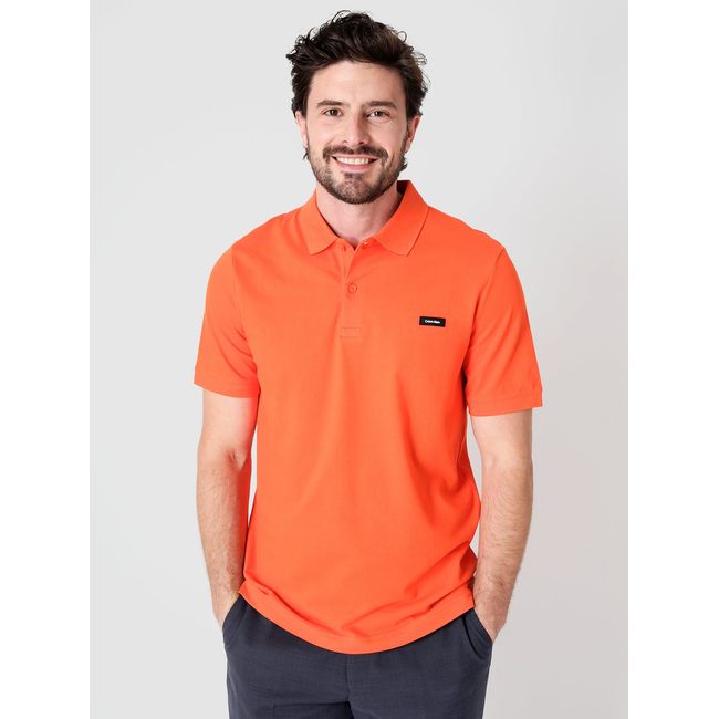 CALVIN KLEIN - Polo Slim Button  Naranja Calvin Klein