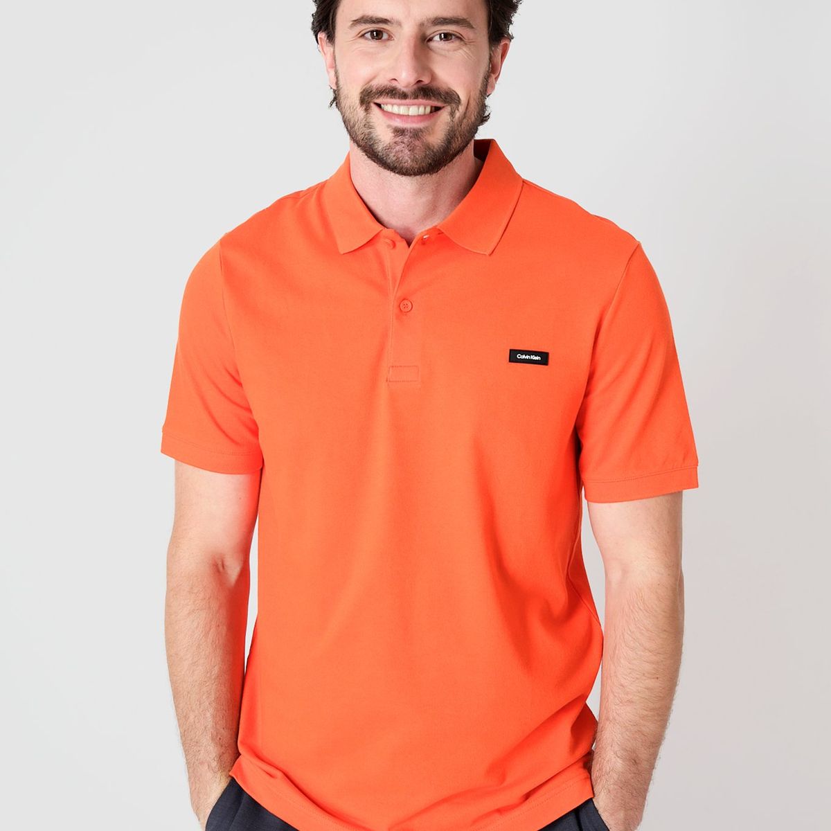 CALVIN KLEIN - Polo Slim Button  Naranja Calvin Klein
