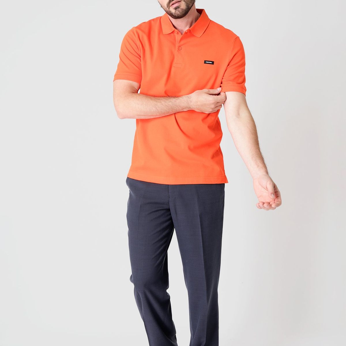 CALVIN KLEIN - Polo Slim Button  Naranja Calvin Klein