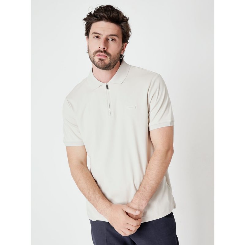 CALVIN KLEIN - Polo Smooth Welt Zip  Beige Calvin Klein