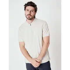 CALVIN KLEIN - Polo Smooth Welt Zip Beige
