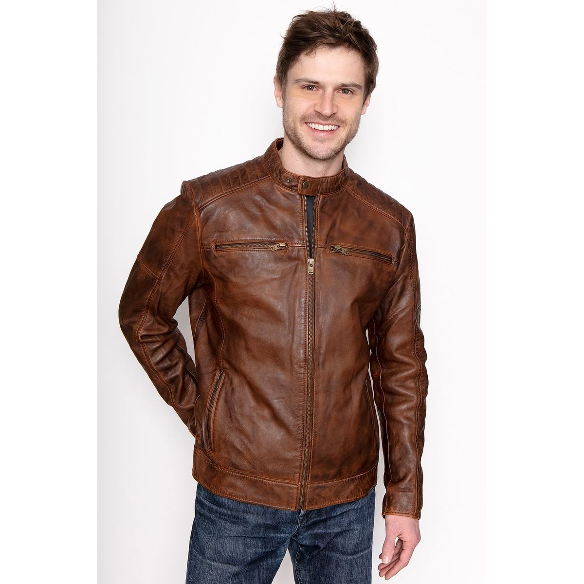 FEROUCH - Chaqueta Biker Colorado Fj Café Ferouch