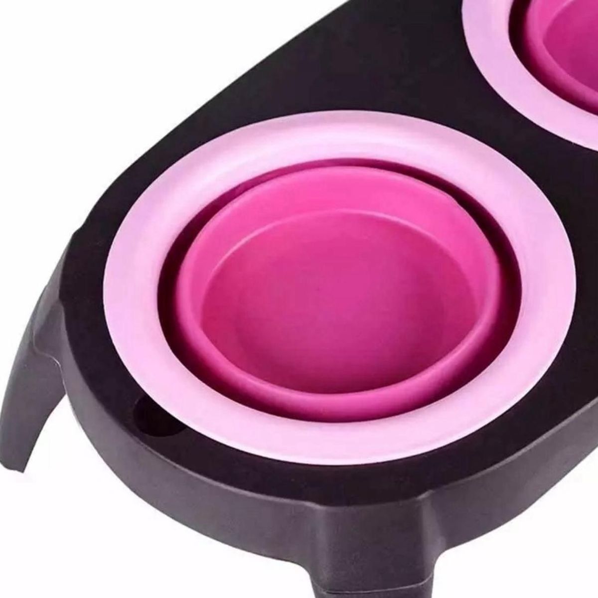 GENERICO - Plato Doble Plástico Y Silicona Plegable Para Mascotas Rosa