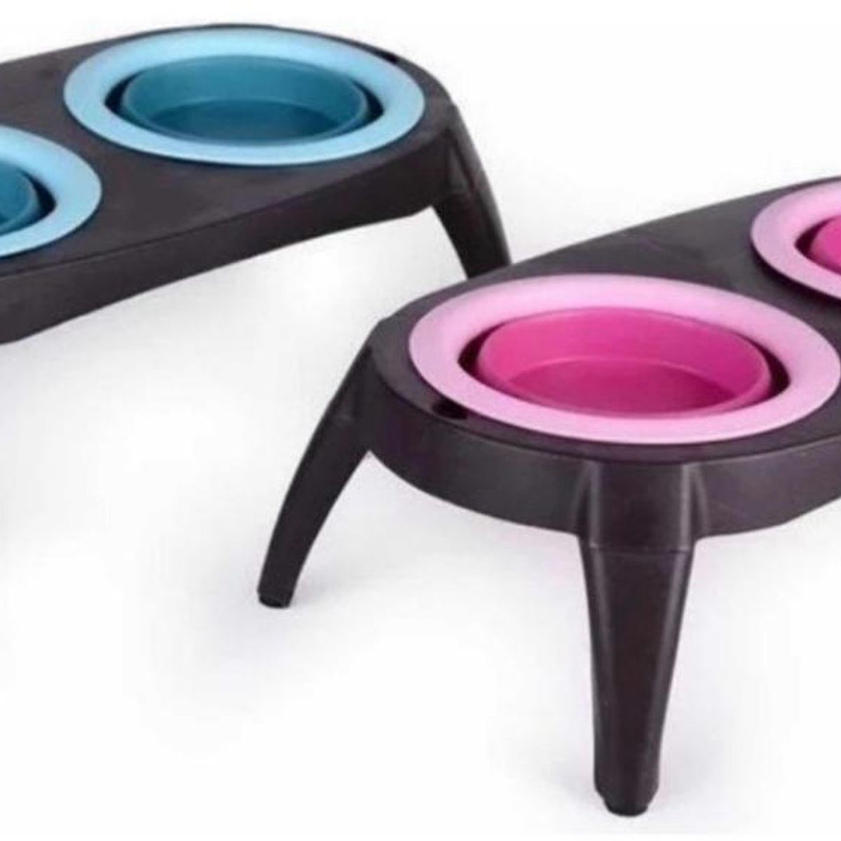 GENERICO - Plato Doble Plástico Y Silicona Plegable Para Mascotas Rosa